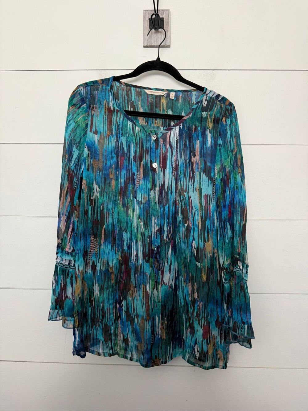 Soft Surroundings Women’s Medium Watercolor Blouse Top Dressy